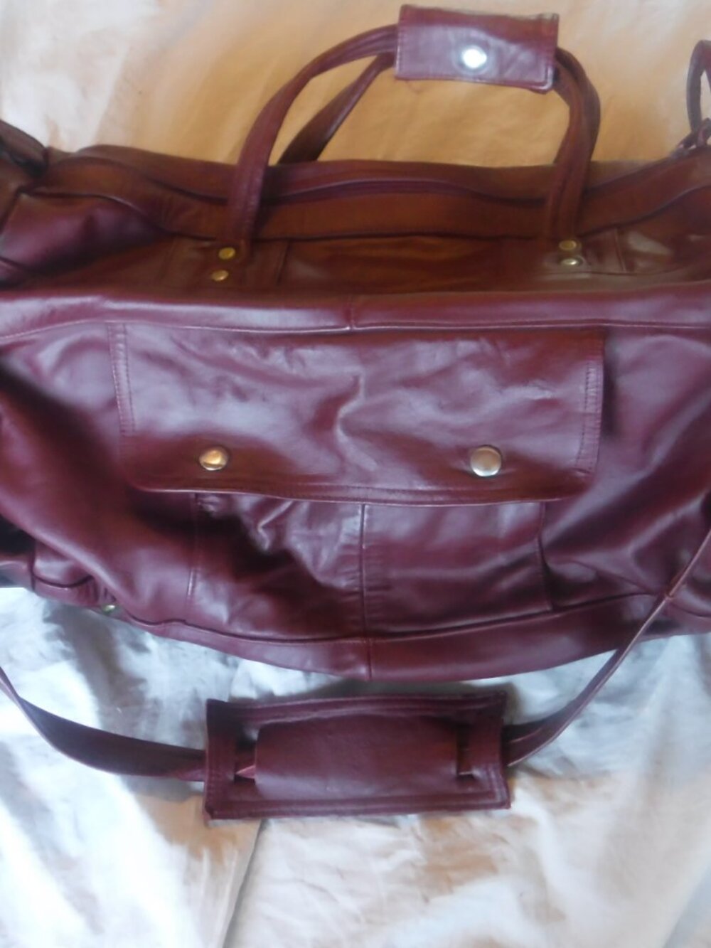 Leather Duffle Bag Maroon Red Leather Duffle Bag Made in Mexico